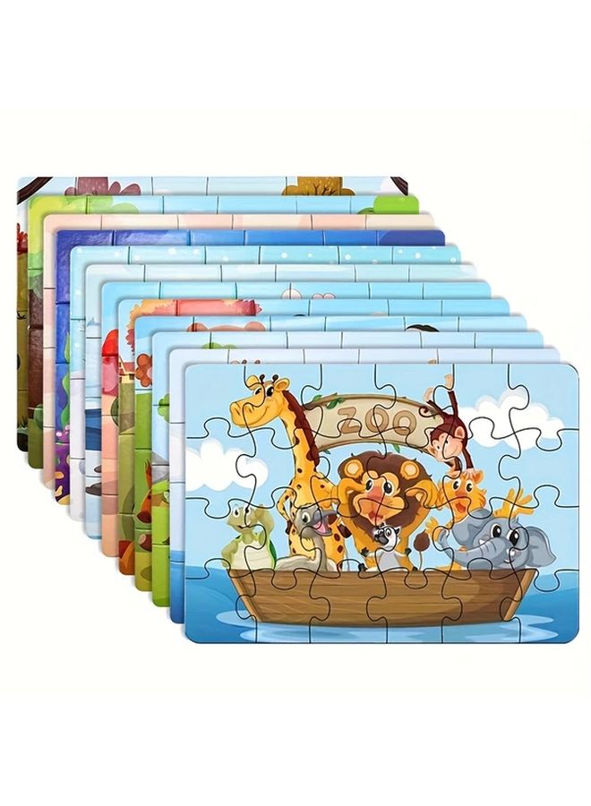 12 في 1 مجموعة ألغاز بازل تعليمية ألعاب تعليمية للأطفال عمر 3 سنوات فما فوق صندوق هدايا - Image 3